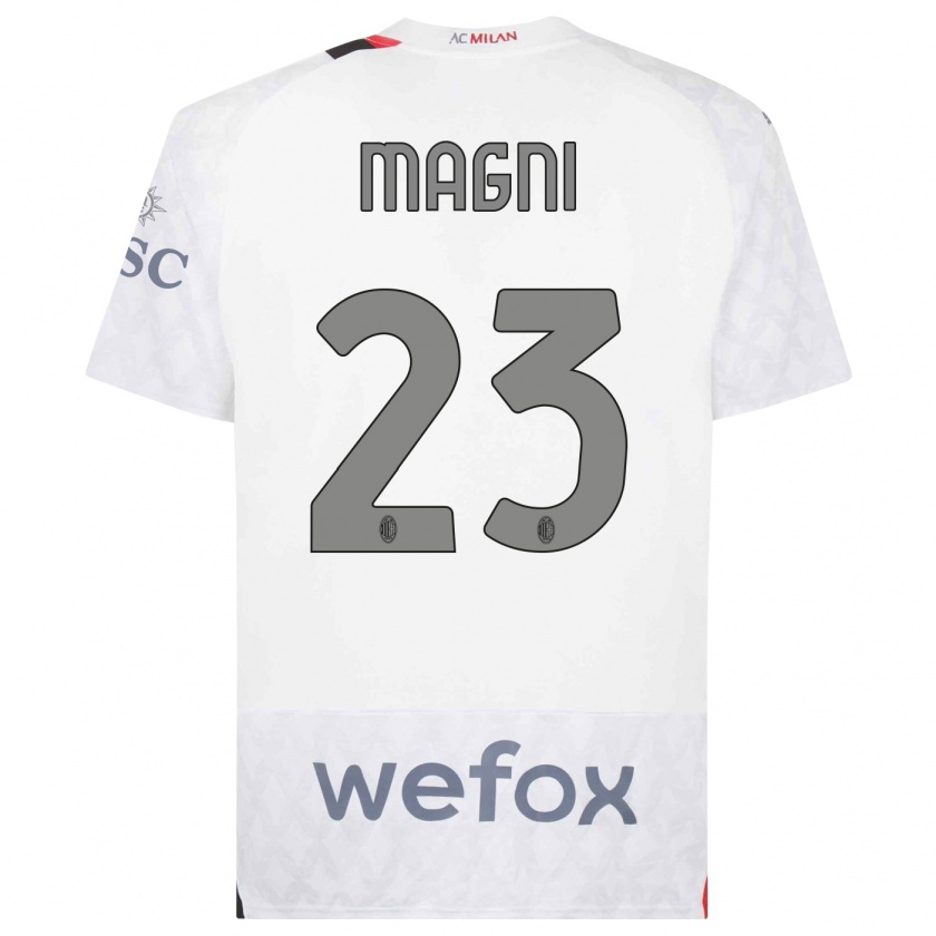 Kandiny Femme Maillot Vittorio Magni #23 Blanc Tenues Extérieur 2023/24 T-Shirt