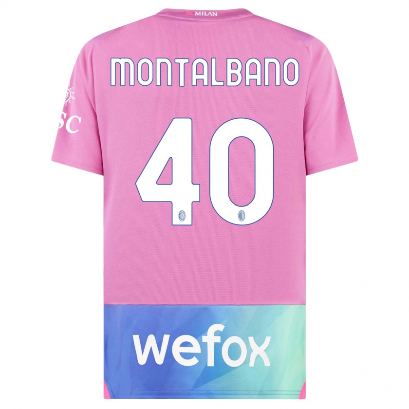 Kandiny Femme Maillot Nicolo Montalbano #40 Rose-Mauve Troisieme 2023/24 T-Shirt