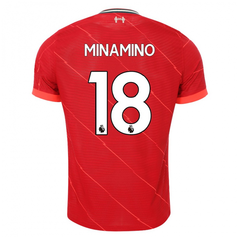 Enfant Football Maillot Takumi Minamino #18 Rouge Tenues Domicile 2021/22 T-shirt