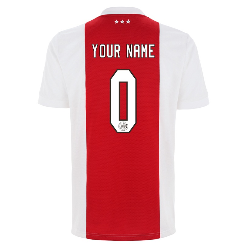 Enfant Football Maillot Votre Nom #0 Rouge Blanc Tenues Domicile 2021/22 T-shirt