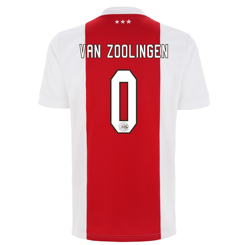 Enfant Football Maillot Glenn Van Zoolingen #0 Rouge Blanc Tenues Domicile 2021/22 T-shirt
