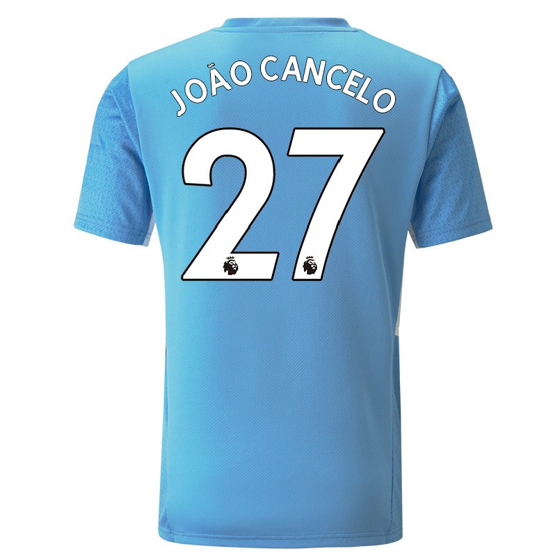 Enfant Football Maillot Joao Cancelo #27 Bleu Tenues Domicile 2021/22 T-shirt