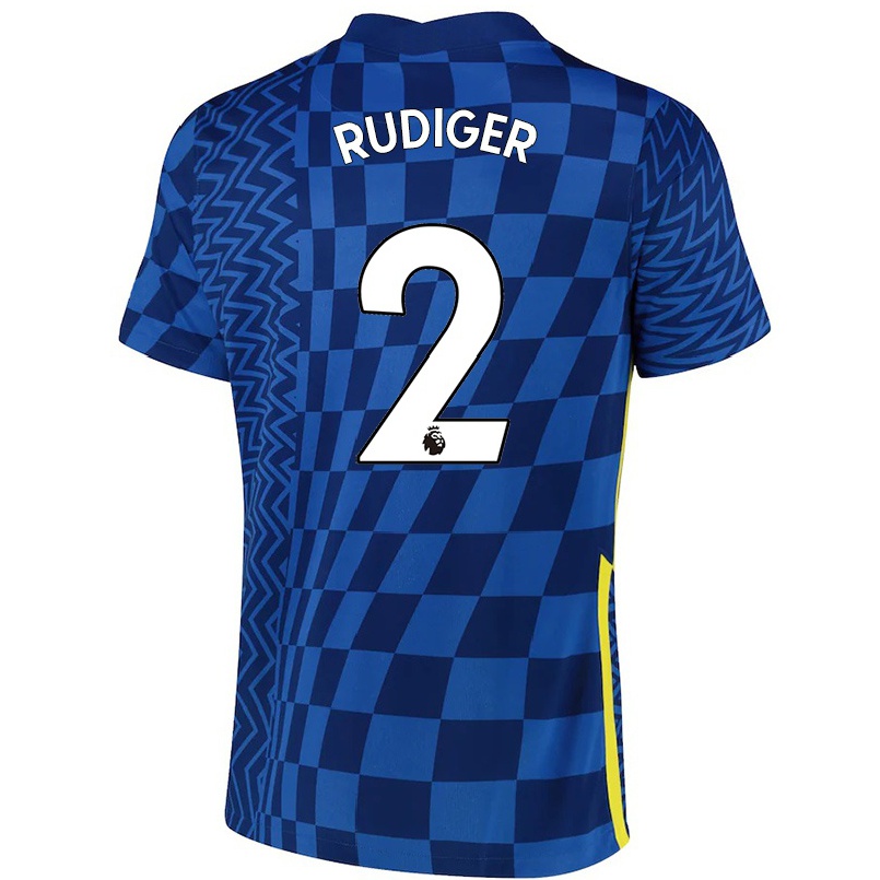Enfant Football Maillot Antonio Rudiger #2 Bleu Foncé Tenues Domicile 2021/22 T-shirt