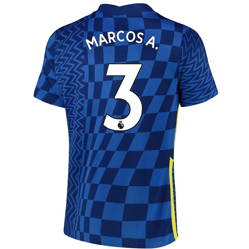 Enfant Football Maillot Marcos Alonso #3 Bleu Foncé Tenues Domicile 2021/22 T-shirt