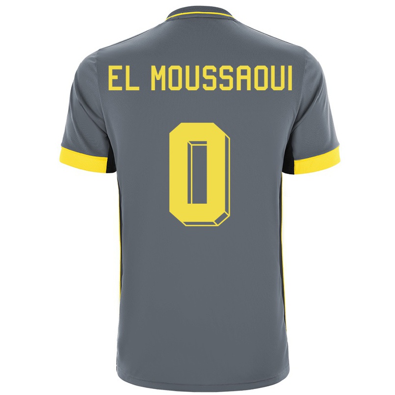 Enfant Football Maillot Ilyas El Moussaoui #0 Gris Noir Tenues Extérieur 2021/22 T-shirt