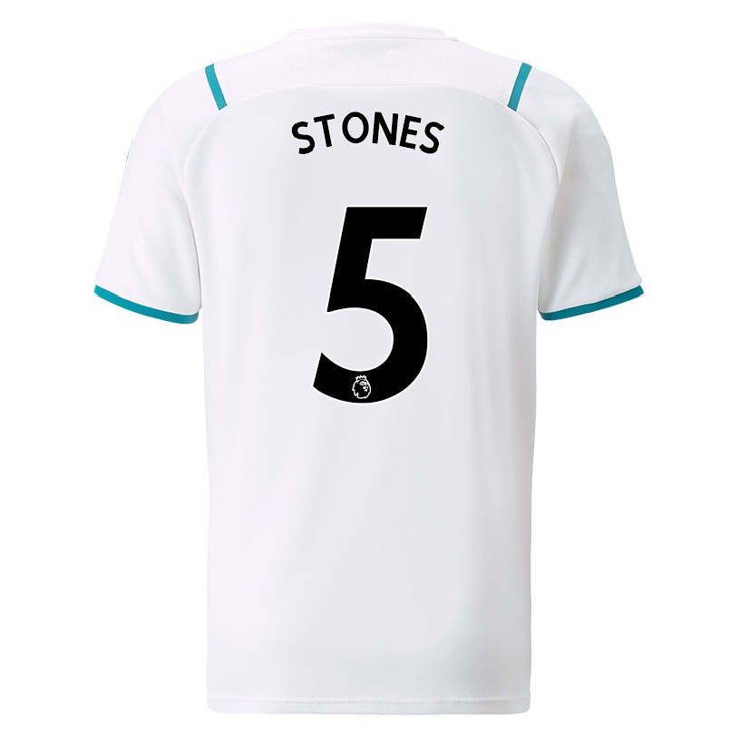 Enfant Football Maillot John Stones #5 Blanche Tenues Extérieur 2021/22 T-shirt