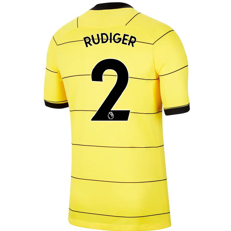 Enfant Football Maillot Antonio Rudiger #2 Jaune Tenues Extérieur 2021/22 T-shirt