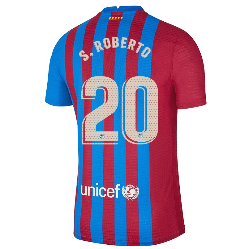 Enfant Football Maillot Sergi Roberto #20 Bleu Marron Tenues Domicile 2021/22 T-shirt