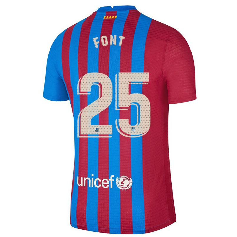 Enfant Football Maillot Gemma Font #25 Bleu Marron Tenues Domicile 2021/22 T-shirt