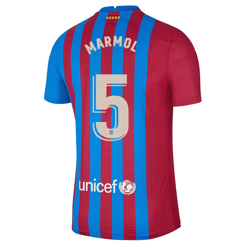 Enfant Football Maillot Mika Marmol #5 Bleu Marron Tenues Domicile 2021/22 T-shirt