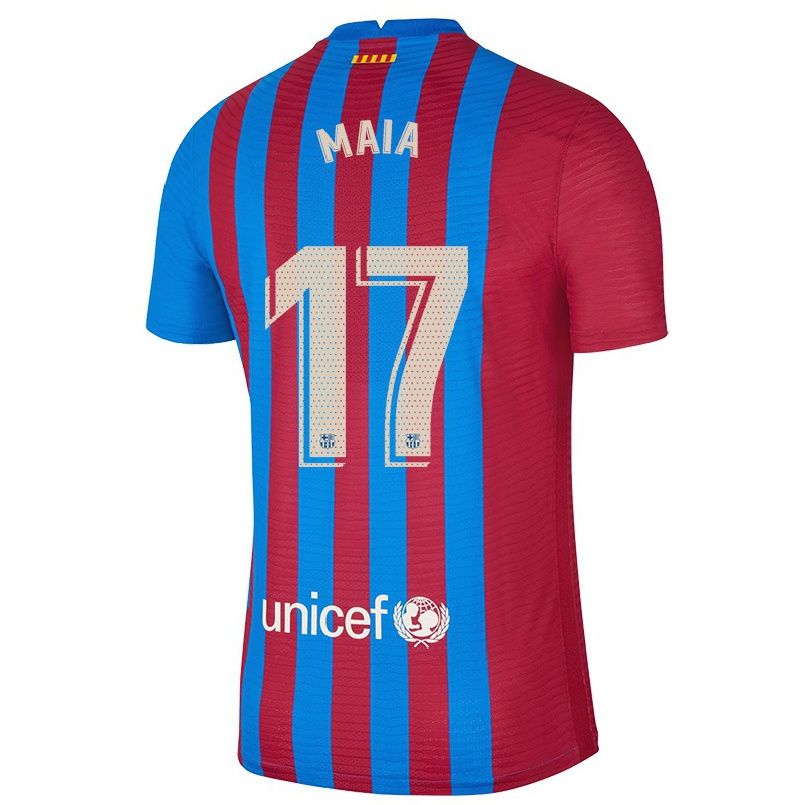 Enfant Football Maillot Gustavo Maia #17 Bleu Marron Tenues Domicile 2021/22 T-shirt