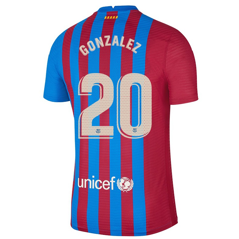 Enfant Football Maillot Nico Gonzalez #20 Bleu Marron Tenues Domicile 2021/22 T-shirt
