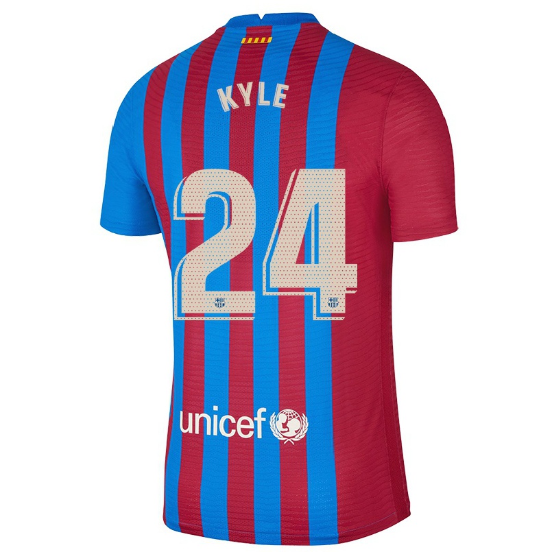 Enfant Football Maillot Kuric Kyle #24 Bleu Marron Tenues Domicile 2021/22 T-shirt