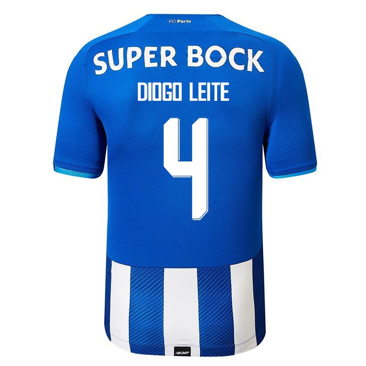Enfant Football Maillot Diogo Leite #4 Bleu Royal Tenues Domicile 2021/22 T-shirt