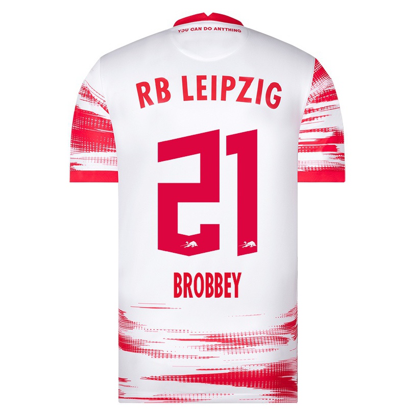 Enfant Football Maillot Brian Brobbey #21 Rouge Blanc Tenues Domicile 2021/22 T-shirt