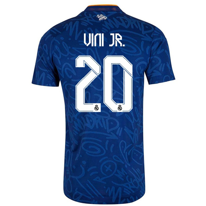 Enfant Football Maillot Vinicius Junior #20 Bleu Foncé Tenues Extérieur 2021/22 T-shirt