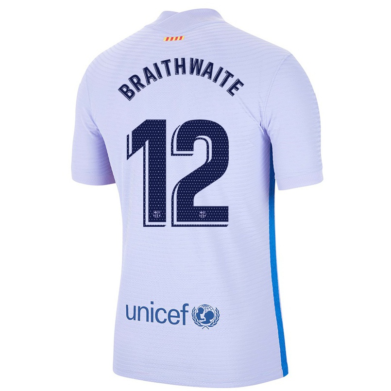 Enfant Football Maillot Martin Braithwaite #12 Mauve Clair Tenues Extérieur 2021/22 T-shirt