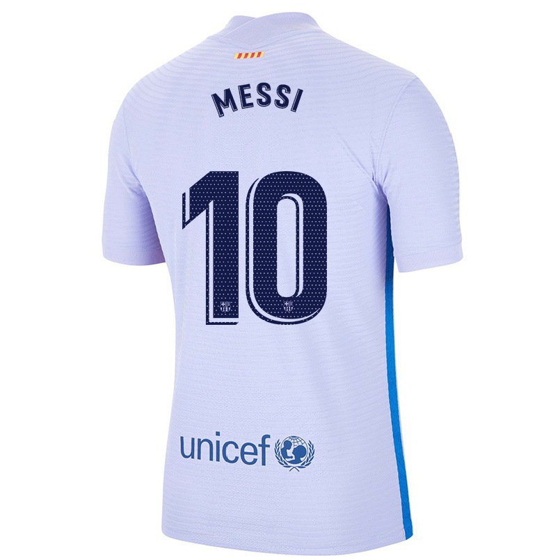 Enfant Football Maillot Lionel Messi #10 Mauve Clair Tenues Extérieur 2021/22 T-shirt