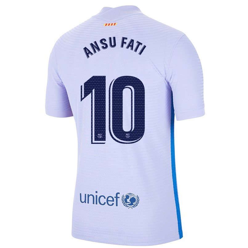 Enfant Football Maillot Ansu Fati #10 Mauve Clair Tenues Extérieur 2021/22 T-Shirt