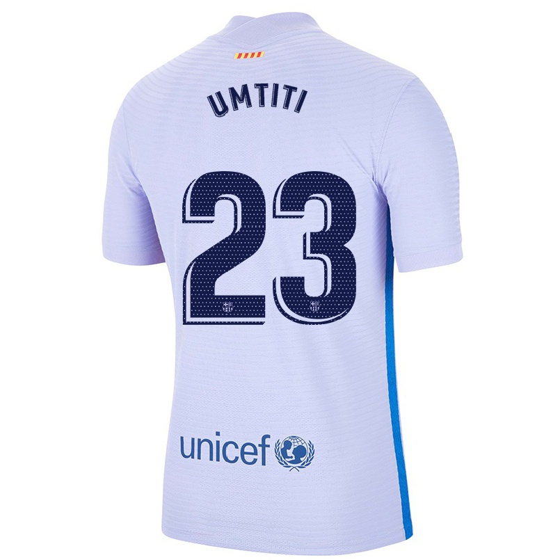 Enfant Football Maillot Samuel Umtiti #23 Mauve Clair Tenues Extérieur 2021/22 T-shirt