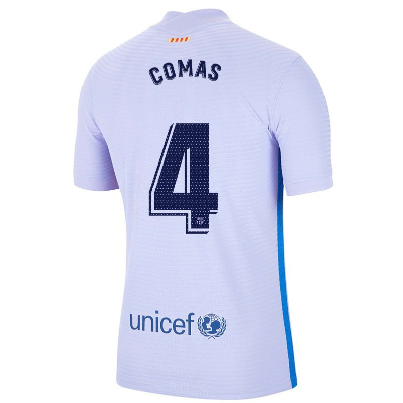 Enfant Football Maillot Arnau Comas #4 Mauve Clair Tenues Extérieur 2021/22 T-shirt