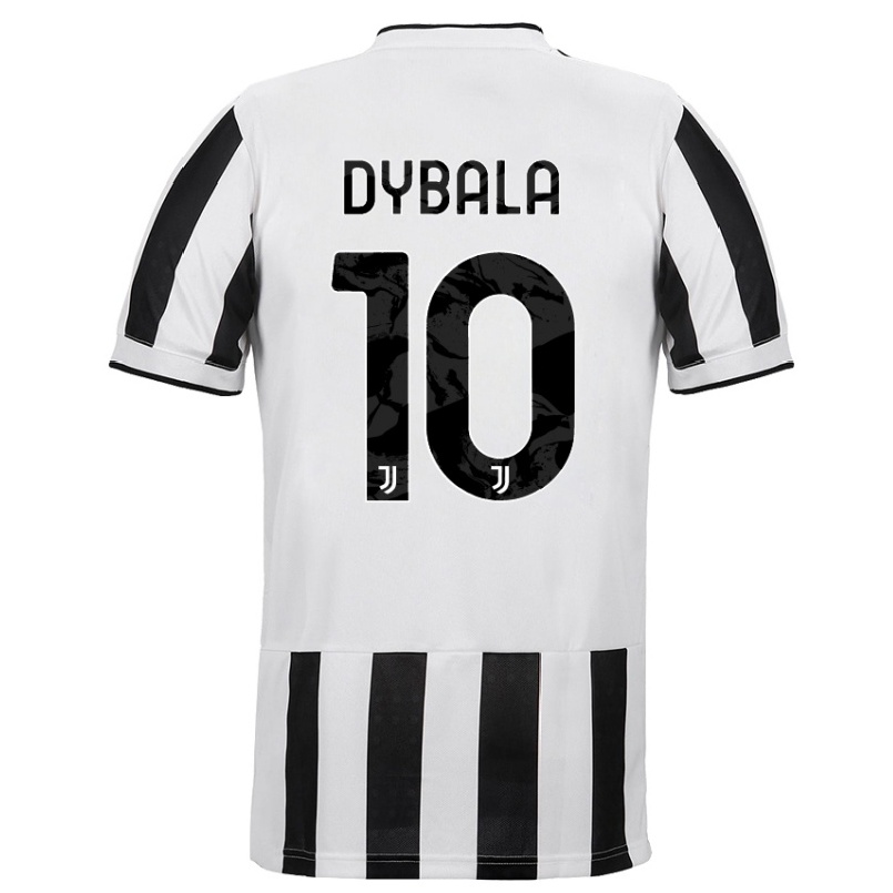 Enfant Football Maillot Paulo Dybala #10 Blanc Noir Tenues Domicile 2021/22 T-shirt