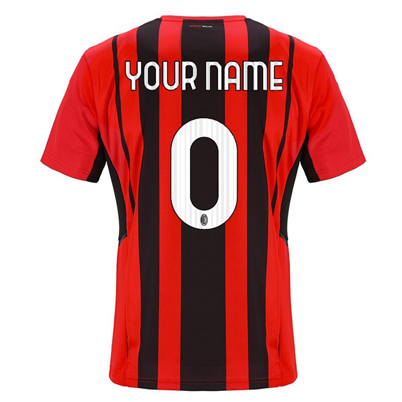 Enfant Football Maillot Votre Nom #0 Rouge Noir Tenues Domicile 2021/22 T-shirt