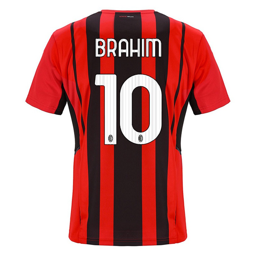 Enfant Football Maillot Brahim Diaz #10 Rouge Noir Tenues Domicile 2021/22 T-shirt
