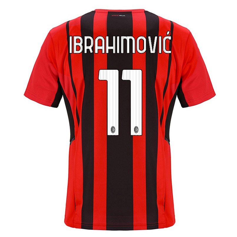 Enfant Football Maillot Zlatan Ibrahimovic #11 Rouge Noir Tenues Domicile 2021/22 T-shirt