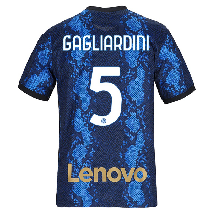 Enfant Football Maillot Roberto Gagliardini #5 Bleu Foncé Tenues Domicile 2021/22 T-shirt