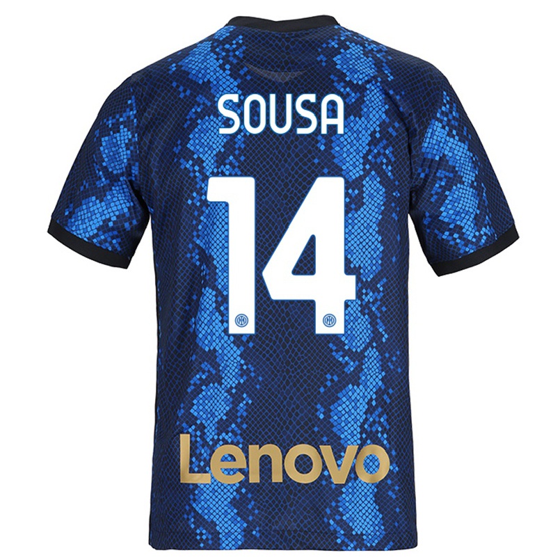 Enfant Football Maillot Kathellen Sousa #14 Bleu Foncé Tenues Domicile 2021/22 T-shirt