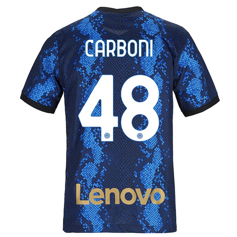 Enfant Football Maillot Franco Carboni #48 Bleu Foncé Tenues Domicile 2021/22 T-shirt