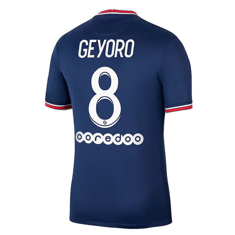 Enfant Football Maillot Grace Geyoro #8 Bleu Foncé Tenues Domicile 2021/22 T-shirt
