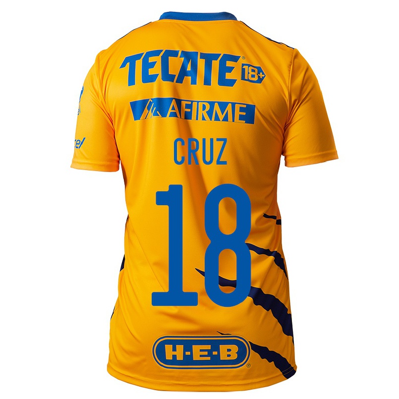 Enfant Football Maillot Aldo Cruz #18 Jaune Tenues Domicile 2021/22 T-shirt