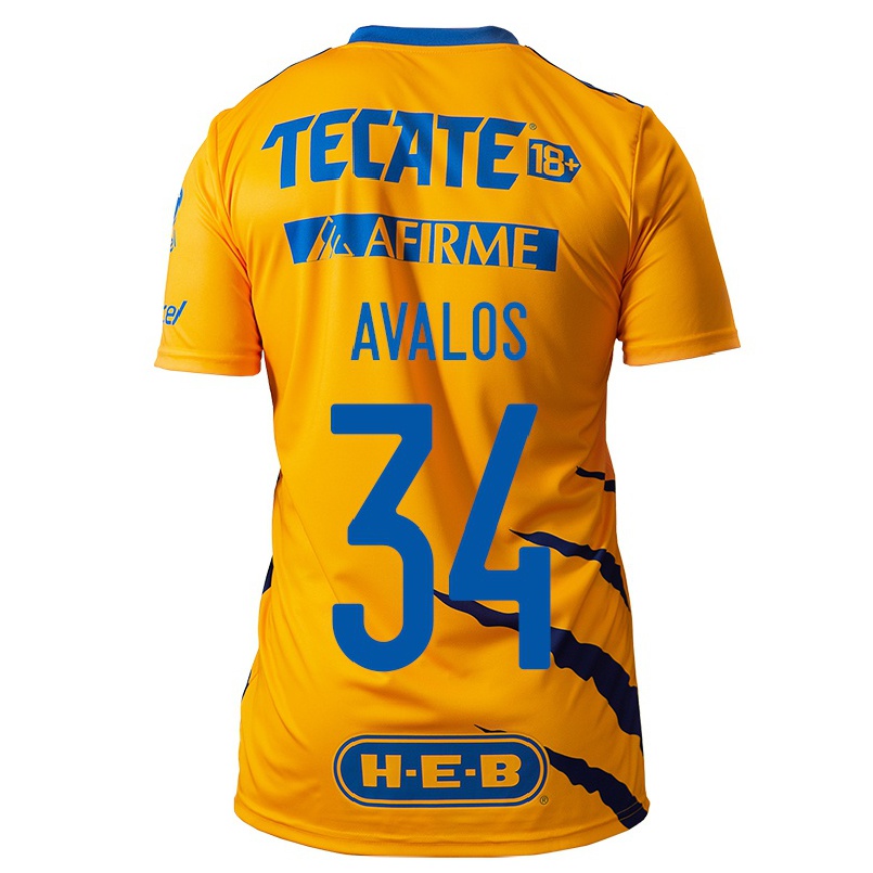 Enfant Football Maillot Erick Avalos #34 Jaune Tenues Domicile 2021/22 T-Shirt