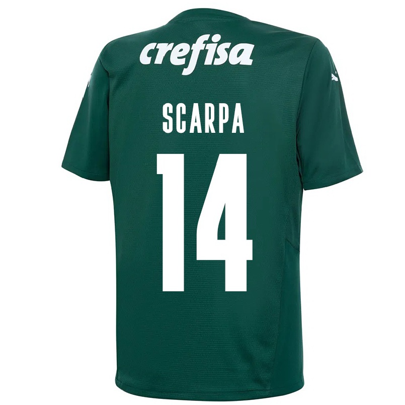 Enfant Football Maillot Gustavo Scarpa #14 Vert Foncé Tenues Domicile 2021/22 T-shirt