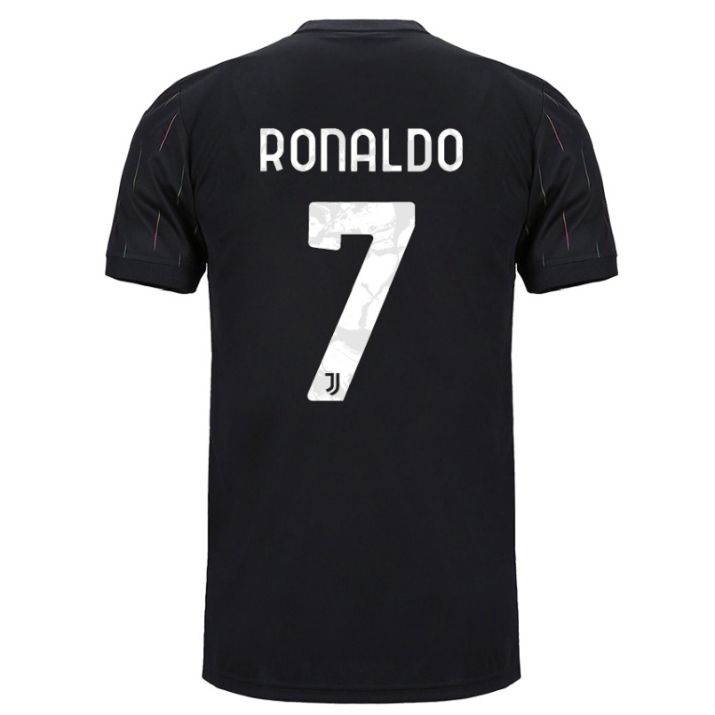 Enfant Football Maillot Cristiano Ronaldo #7 Le Noir Tenues Extérieur 2021/22 T-shirt