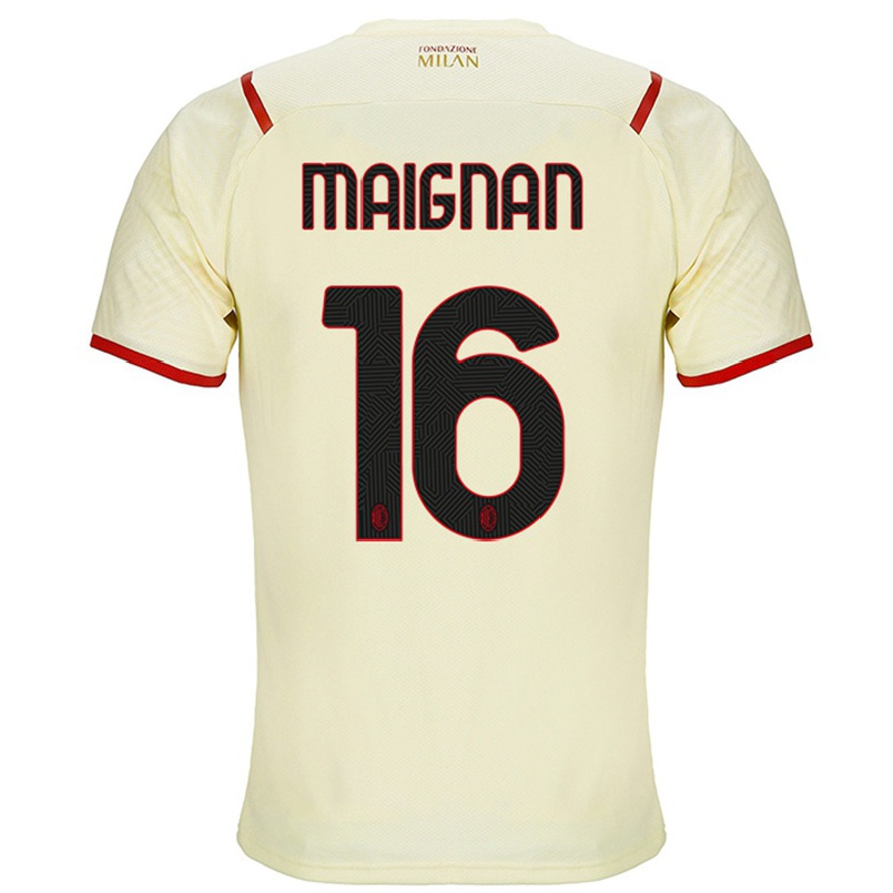Enfant Football Maillot Mike Maignan #16 Champagne Tenues Extérieur 2021/22 T-shirt