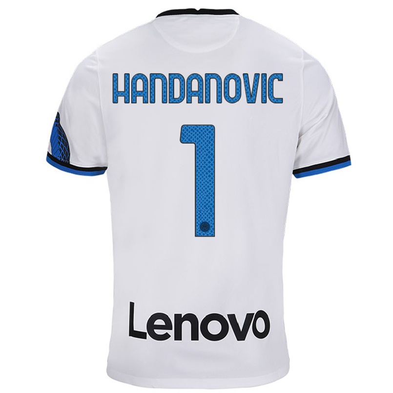 Enfant Football Maillot Samir Handanovic #1 Blanc Bleu Tenues Extérieur 2021/22 T-shirt
