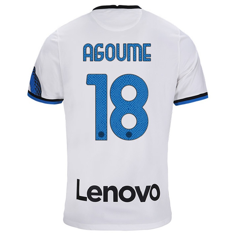 Enfant Football Maillot Lucien Agoume #18 Blanc Bleu Tenues Extérieur 2021/22 T-shirt