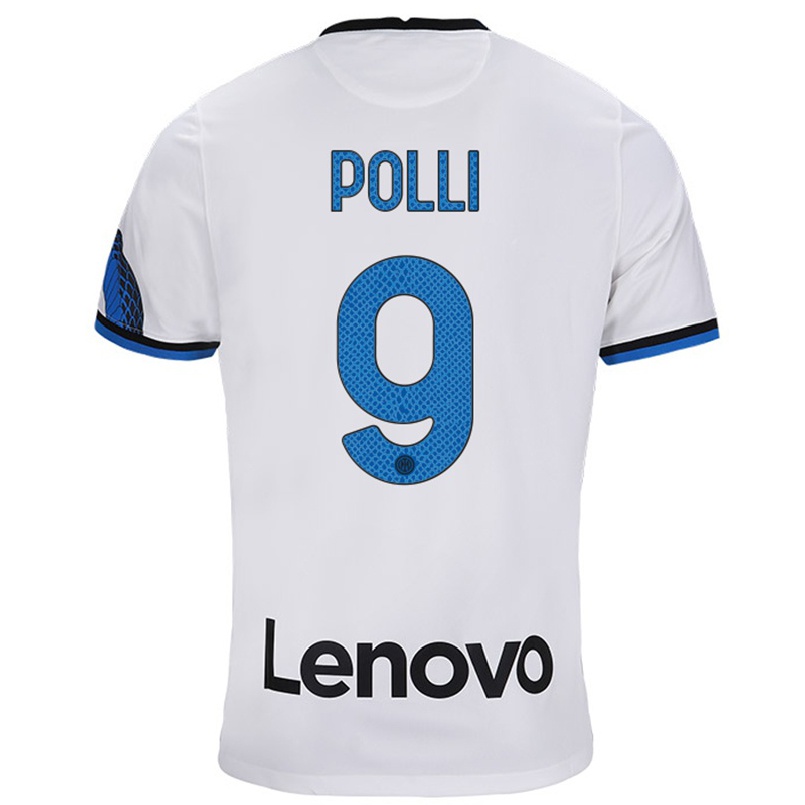 Enfant Football Maillot Elisa Polli #9 Blanc Bleu Tenues Extérieur 2021/22 T-shirt