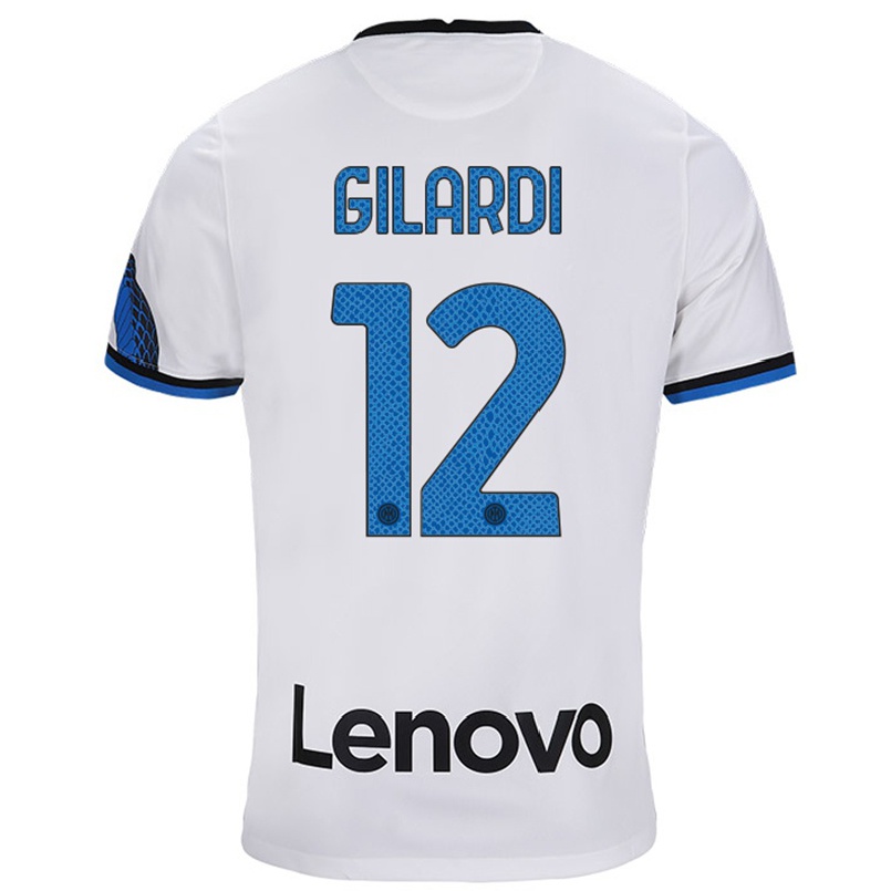 Enfant Football Maillot Astrid Gilardi #12 Blanc Bleu Tenues Extérieur 2021/22 T-shirt