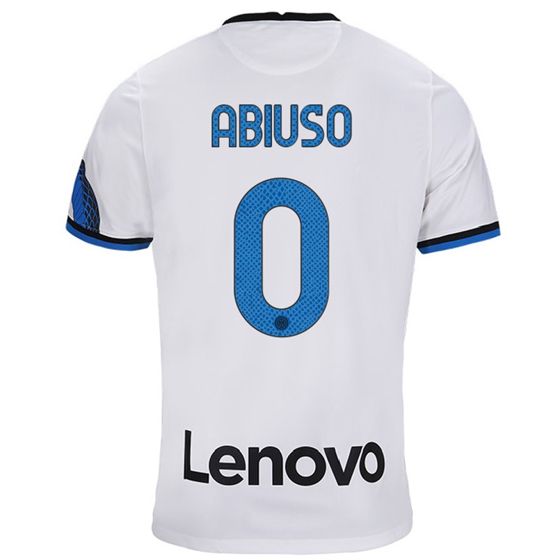 Enfant Football Maillot Fabio Abiuso #0 Blanc Bleu Tenues Extérieur 2021/22 T-shirt