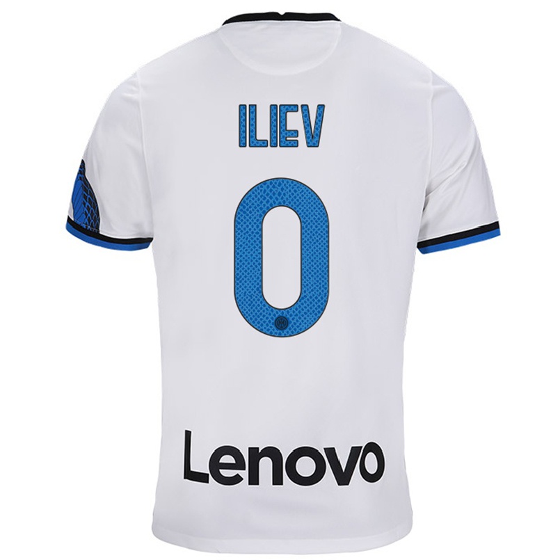 Enfant Football Maillot Nikola Iliev #0 Blanc Bleu Tenues Extérieur 2021/22 T-shirt