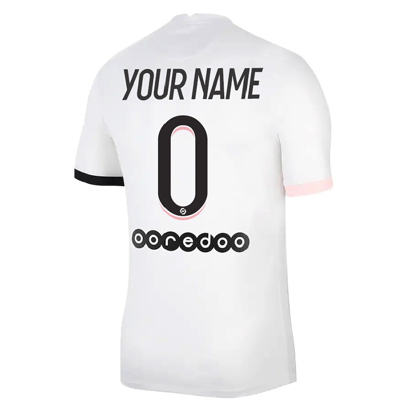 Enfant Football Maillot Votre Nom #0 Blanc Rose Tenues Extérieur 2021/22 T-shirt