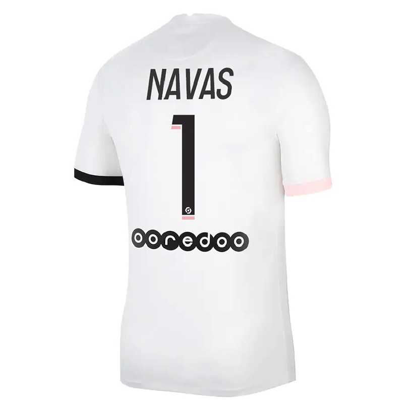 Enfant Football Maillot Keylor Navas #1 Blanc Rose Tenues Extérieur 2021/22 T-shirt