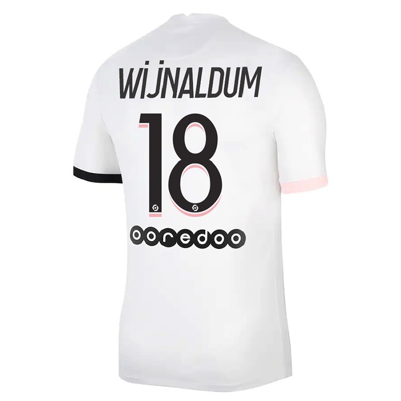 Enfant Football Maillot Georginio Wijnaldum #18 Blanc Rose Tenues Extérieur 2021/22 T-shirt