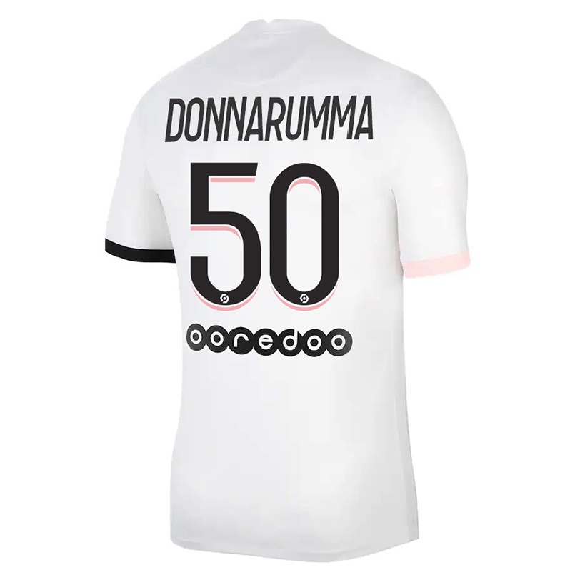 Enfant Football Maillot Gianluigi Donnarumma #50 Blanc Rose Tenues Extérieur 2021/22 T-shirt