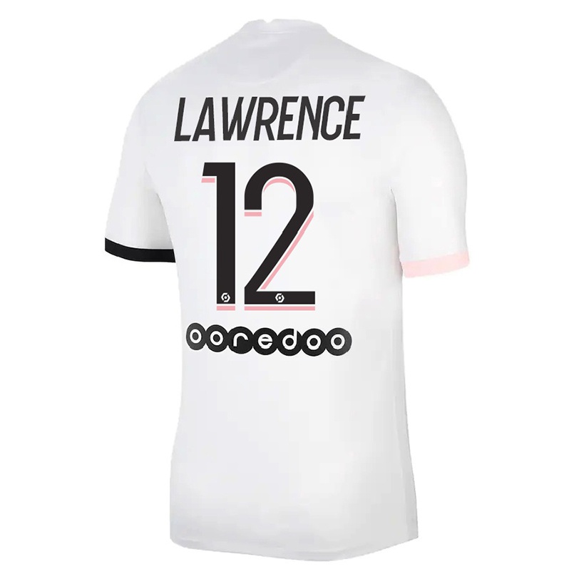 Enfant Football Maillot Ashley Lawrence #12 Blanc Rose Tenues Extérieur 2021/22 T-shirt