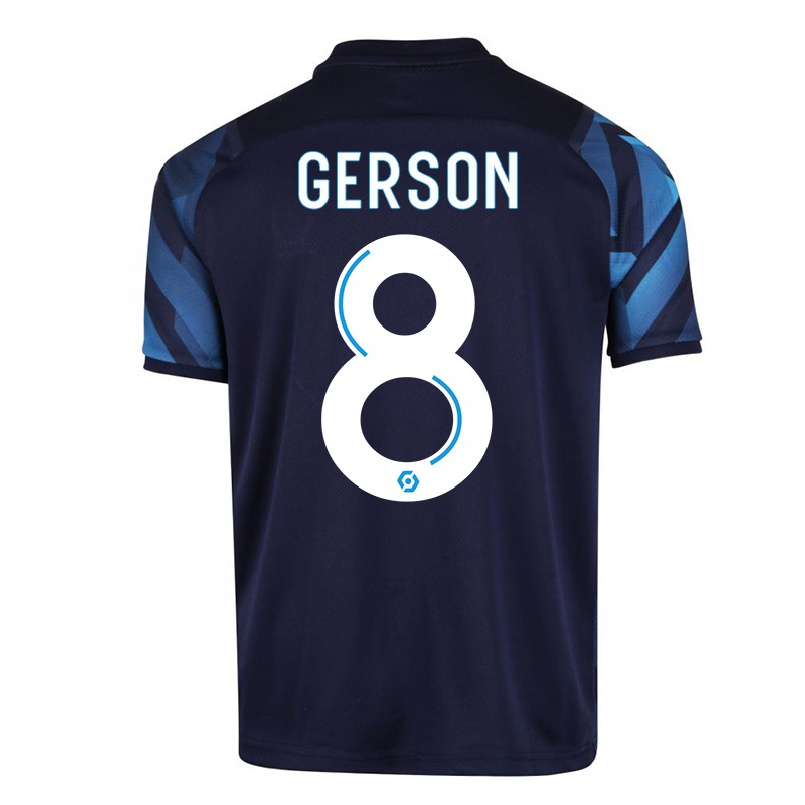 Enfant Football Maillot Gerson #8 Bleu Foncé Tenues Extérieur 2021/22 T-shirt